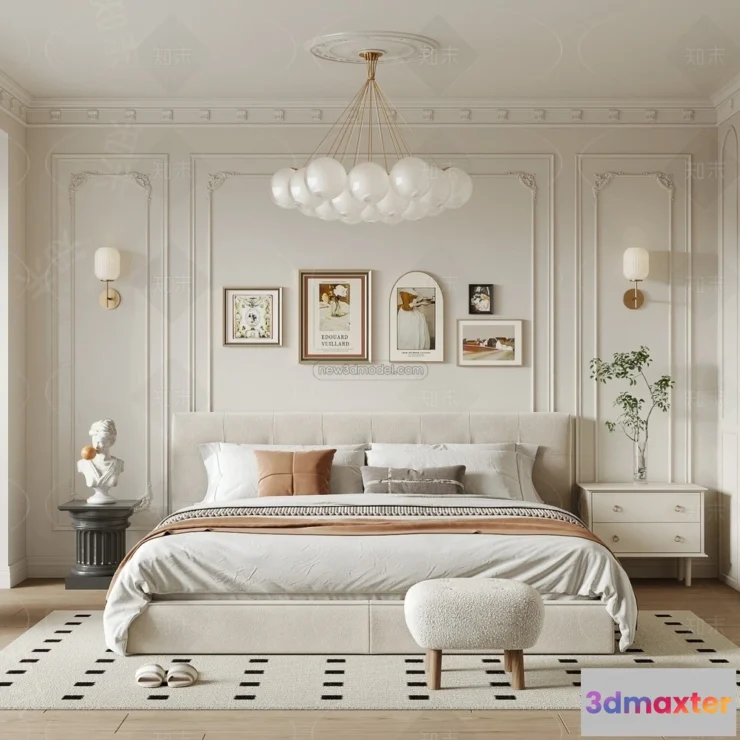 1388922 - Bedroom - 3D Interior Scene - French Style - 032 3D Max