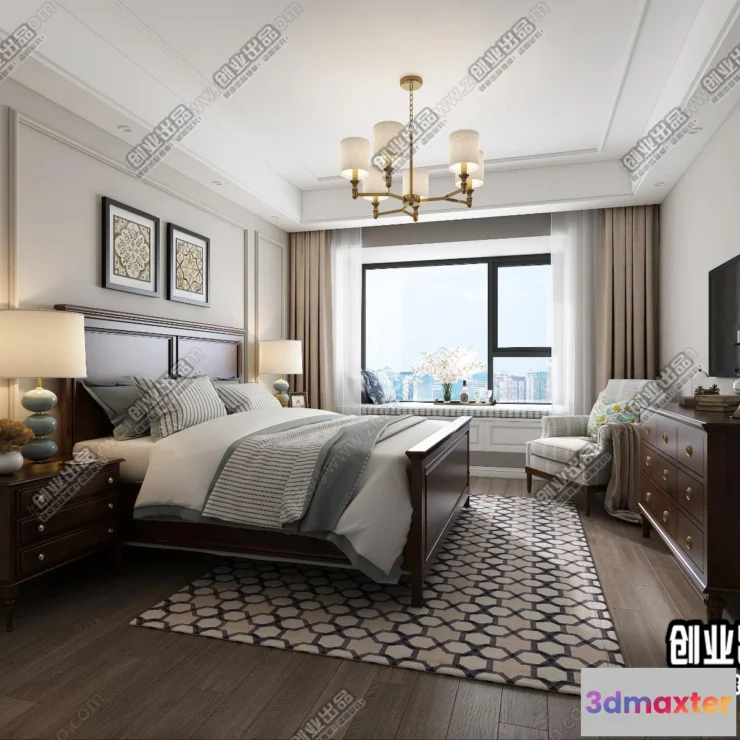 1391287 - Bedroom 3D Interior Scene - American Style - 007 3D Max