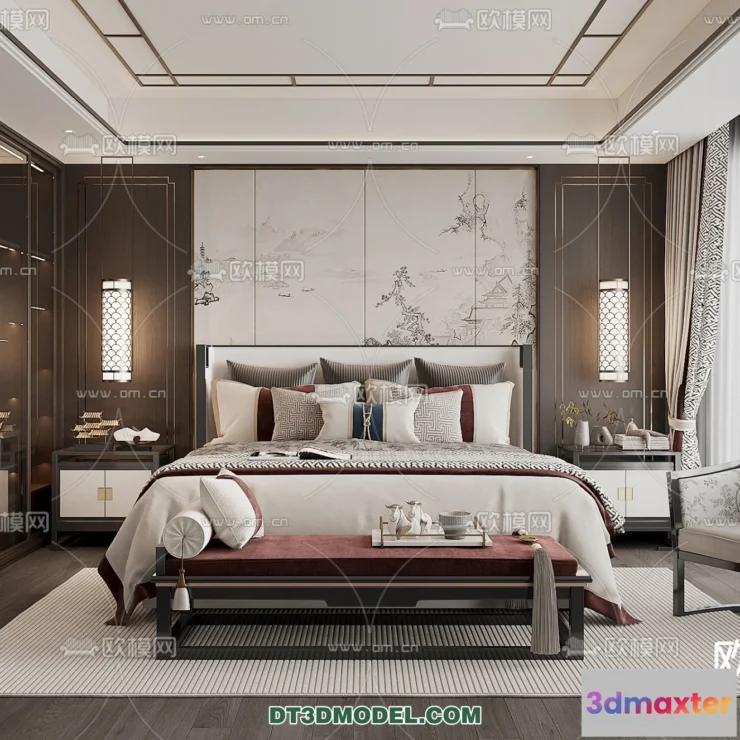 1514720 - Bedroom - Chinese Style - 3D Model For Interior Design - 530 3D Max