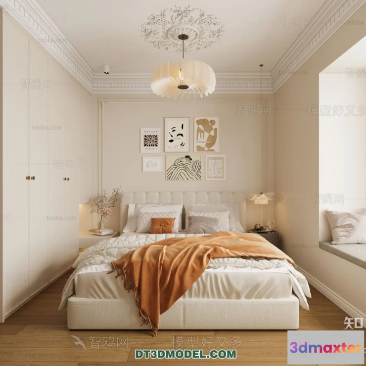 1570560 - 3D Scene of France Style Bedroom - 3D Model - 006 3D Max