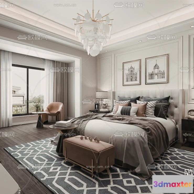 1570832 - Europe Style Interior 3D Blocks - Bedroom 3D Model - 261 3D Max