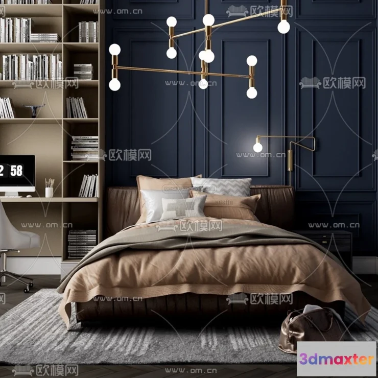 1570852 - Europe Style Interior 3D Blocks - Bedroom 3D Model - 271 3D Max