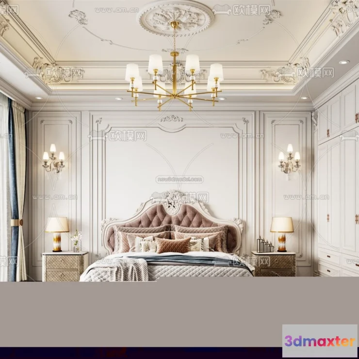 1570896 - Europe Style Interior 3D Blocks - Bedroom 3D Model - 293 3D Max