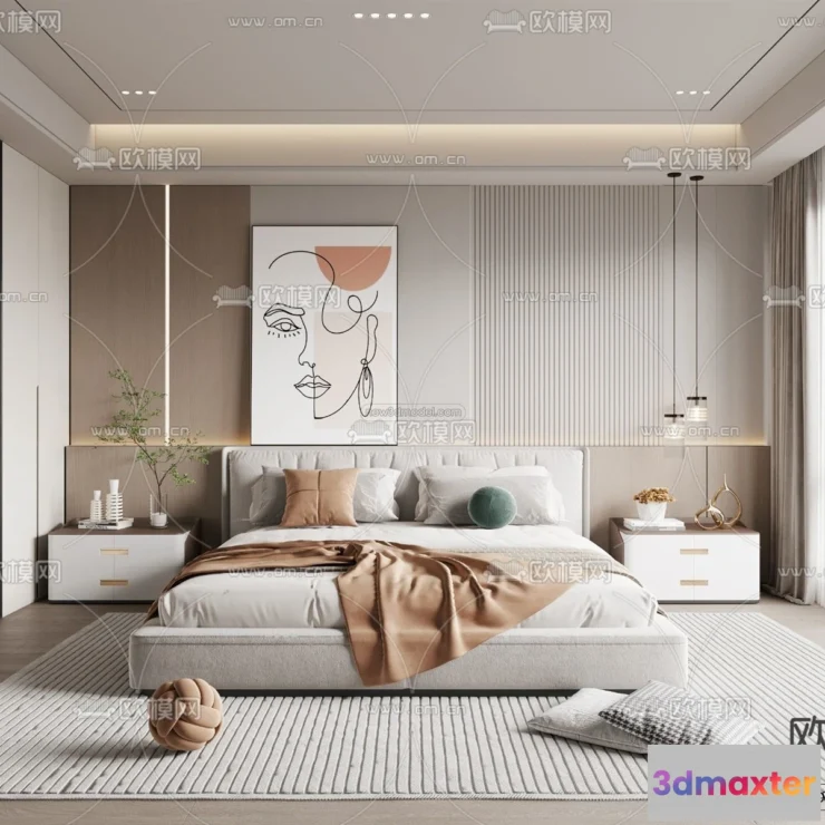 1571230 - Modern Style Interior 3D Blocks - Bedroom 3D Model - 195 3D Max