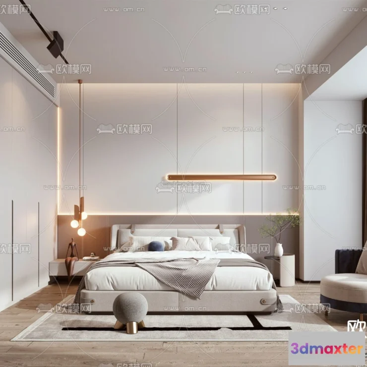 1571280 - Modern Style Interior 3D Blocks - Bedroom 3D Model - 220 3D Max