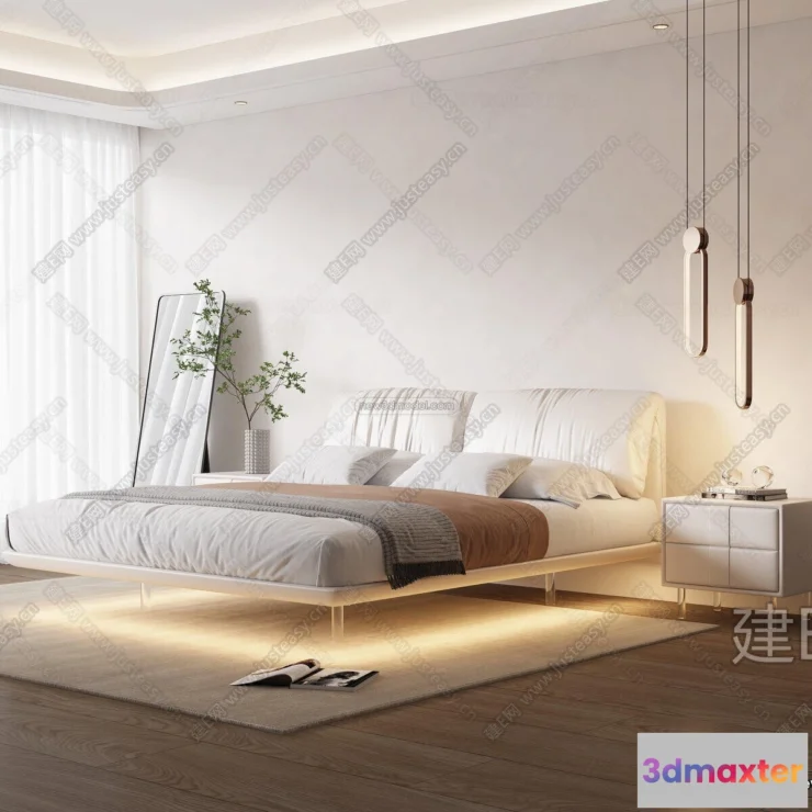 1571376 - Cream Style Interior 3D Blocks - Bedroom 3D Model - 190 3D Max