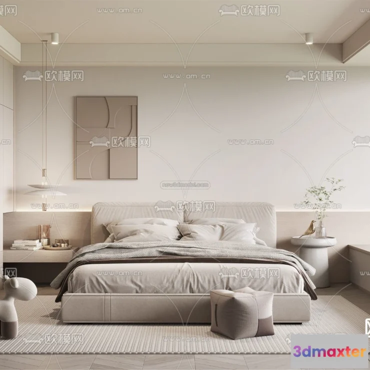 1571394 - Cream Style Interior 3D Blocks - Bedroom 3D Model - 199 3D Max