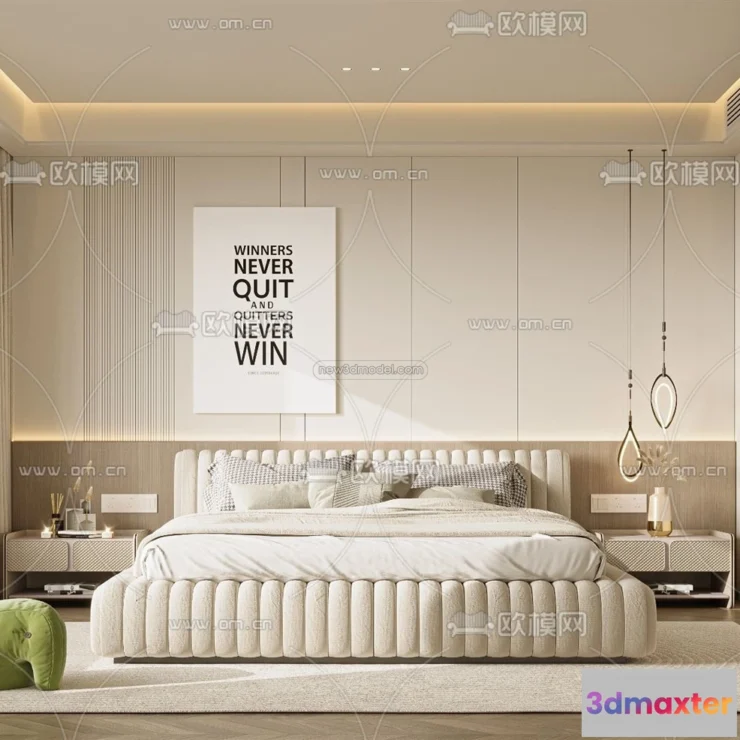 1571416 - Cream Style Interior 3D Blocks - Bedroom 3D Model - 210 3D Max