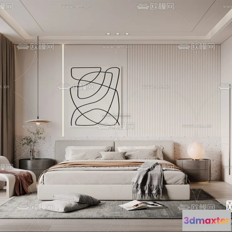 1571420 - Cream Style Interior 3D Blocks - Bedroom 3D Model - 212 3D Max