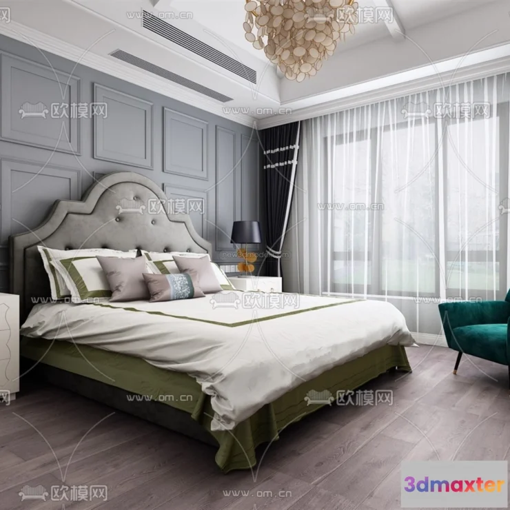 1571452 - Cream Style Interior 3D Blocks - Bedroom 3D Model - 228 3D Max