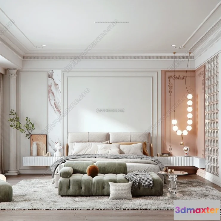 1571462 - Cream Style Interior 3D Blocks - Bedroom 3D Model - 233 3D Max