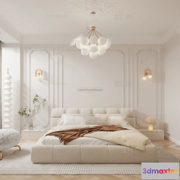 1571468 - Cream Style Interior 3D Blocks - Bedroom 3D Model - 236 3D Max