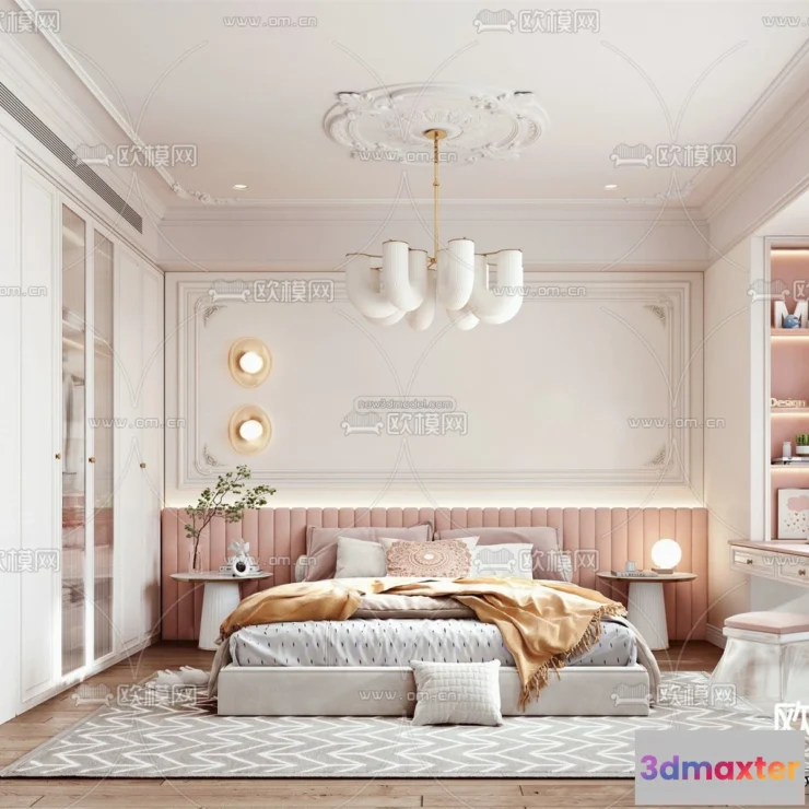 1571470 - Cream Style Interior 3D Blocks - Bedroom 3D Model - 237 3D Max