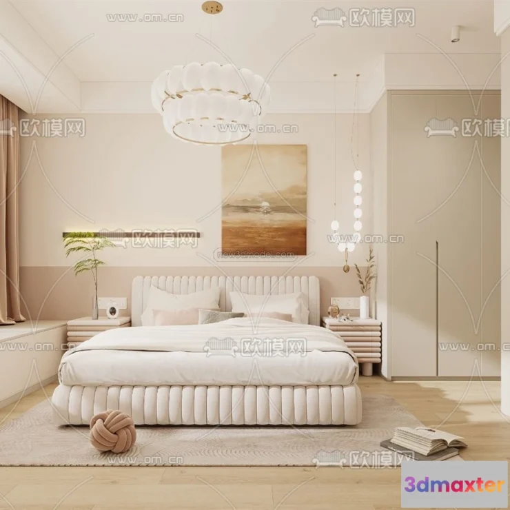 1571478 - Cream Style Interior 3D Blocks - Bedroom 3D Model - 241 3D Max