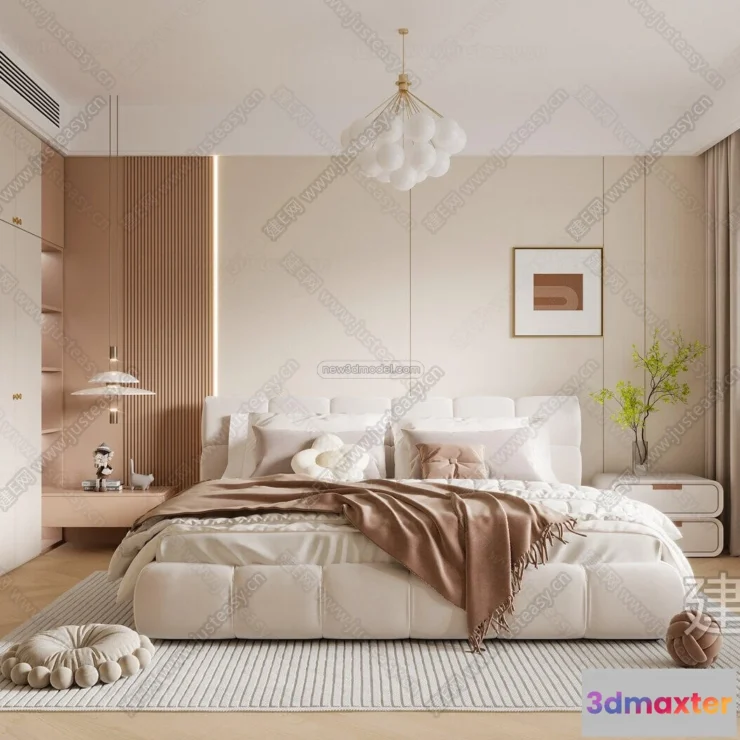 1571482 - Cream Style Interior 3D Blocks - Bedroom 3D Model - 243 3D Max