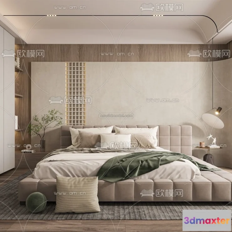 1571500 - Cream Style Interior 3D Blocks - Bedroom 3D Model - 252 3D Max