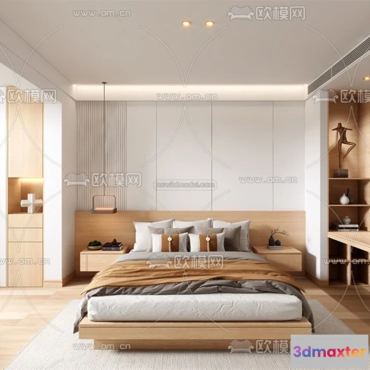 1571506 - Cream Style Interior 3D Blocks - Bedroom 3D Model - 255 3D Max