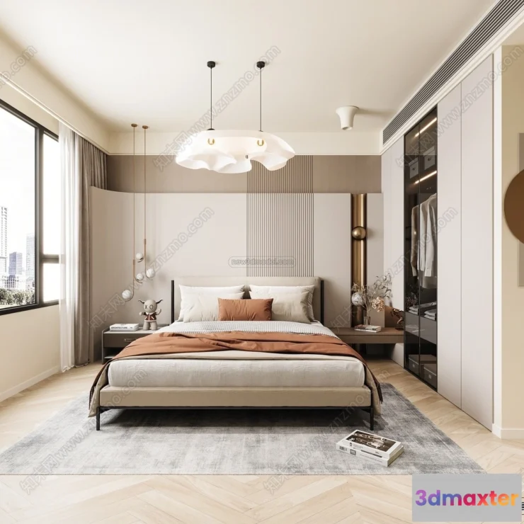 1571516 - Cream Style Interior 3D Blocks - Bedroom 3D Model - 260 3D Max