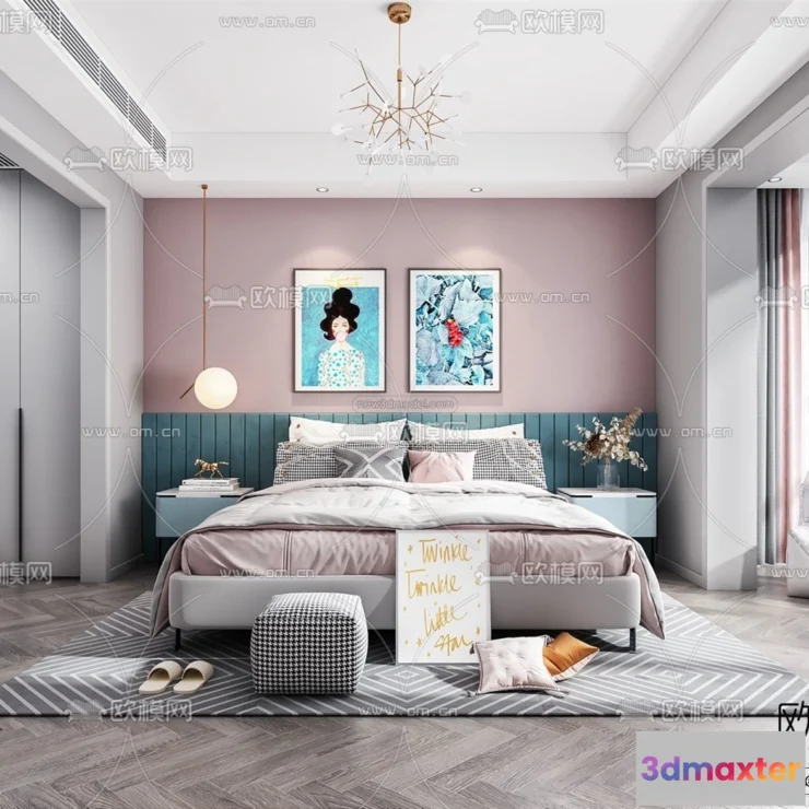 1571966 - Nordic Style Interior 3D Blocks - Bedroom 3D Model - 362 3D Max