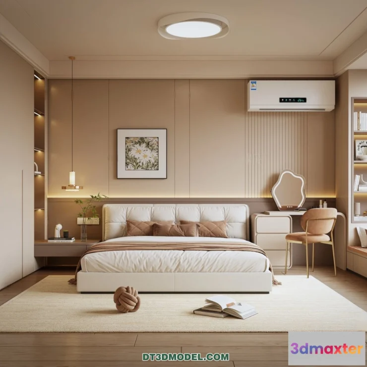 1572122 - 3D Scene of Cream Style Bedroom - 3D Model - 059 3D Max
