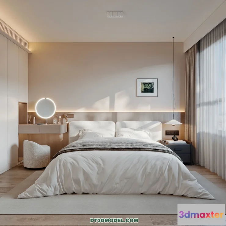 1572150 - 3D Scene of Cream Style Bedroom - 3D Model - 073 3D Max