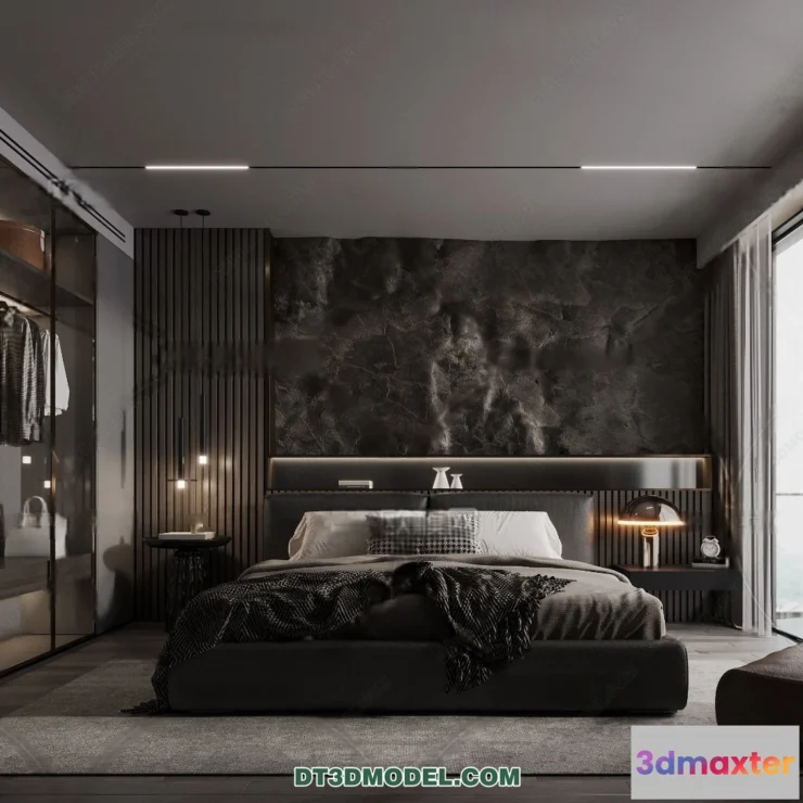 1572230 - 3D Scene of Gray Style Bedroom - 3D Model - 125 3D Max