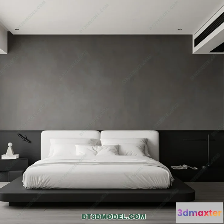 1572308 - 3D Scene of Gray Style Bedroom - 3D Model - 164 3D Max