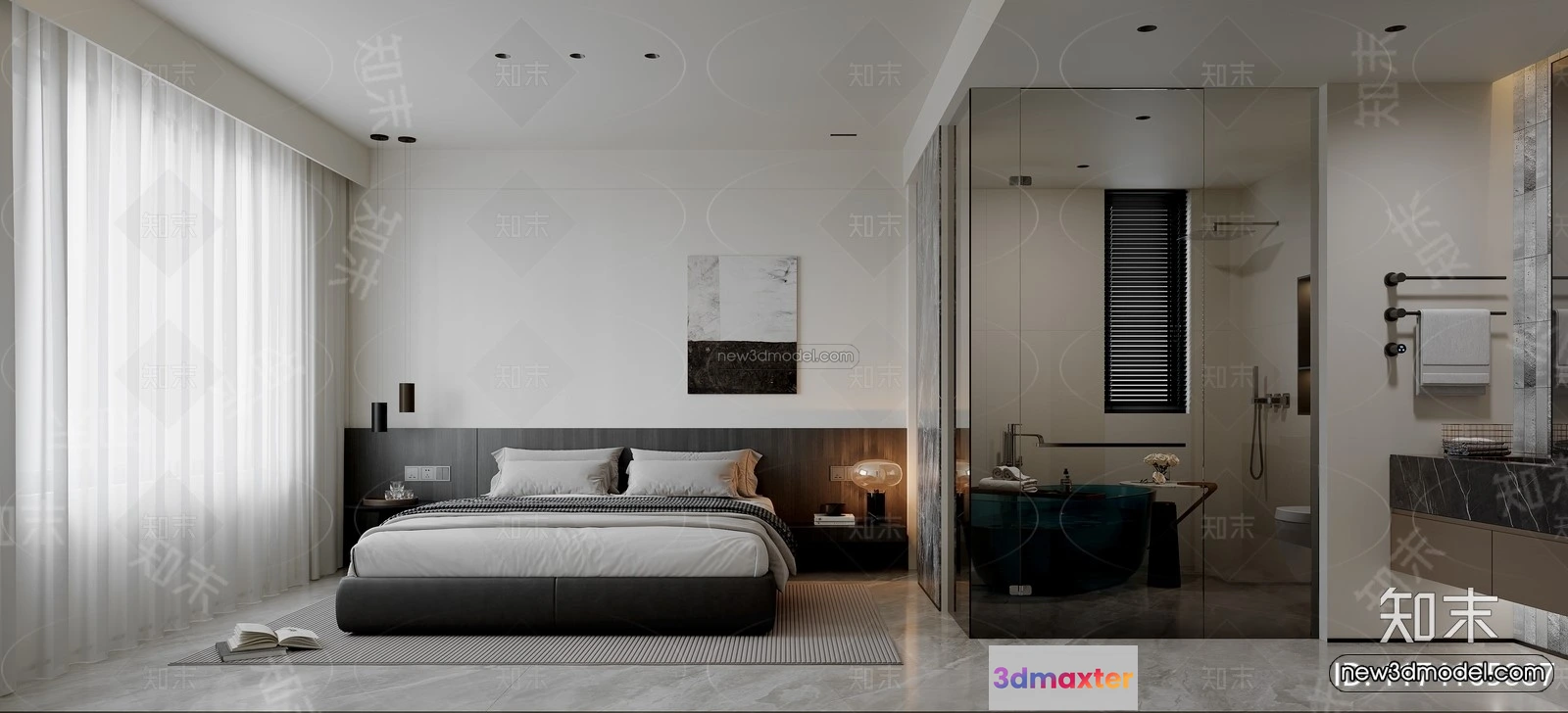 1572850 - Modern Style Interior 3D Blocks and 3D Models - Bedroom 3D Scene - 545 3D Max