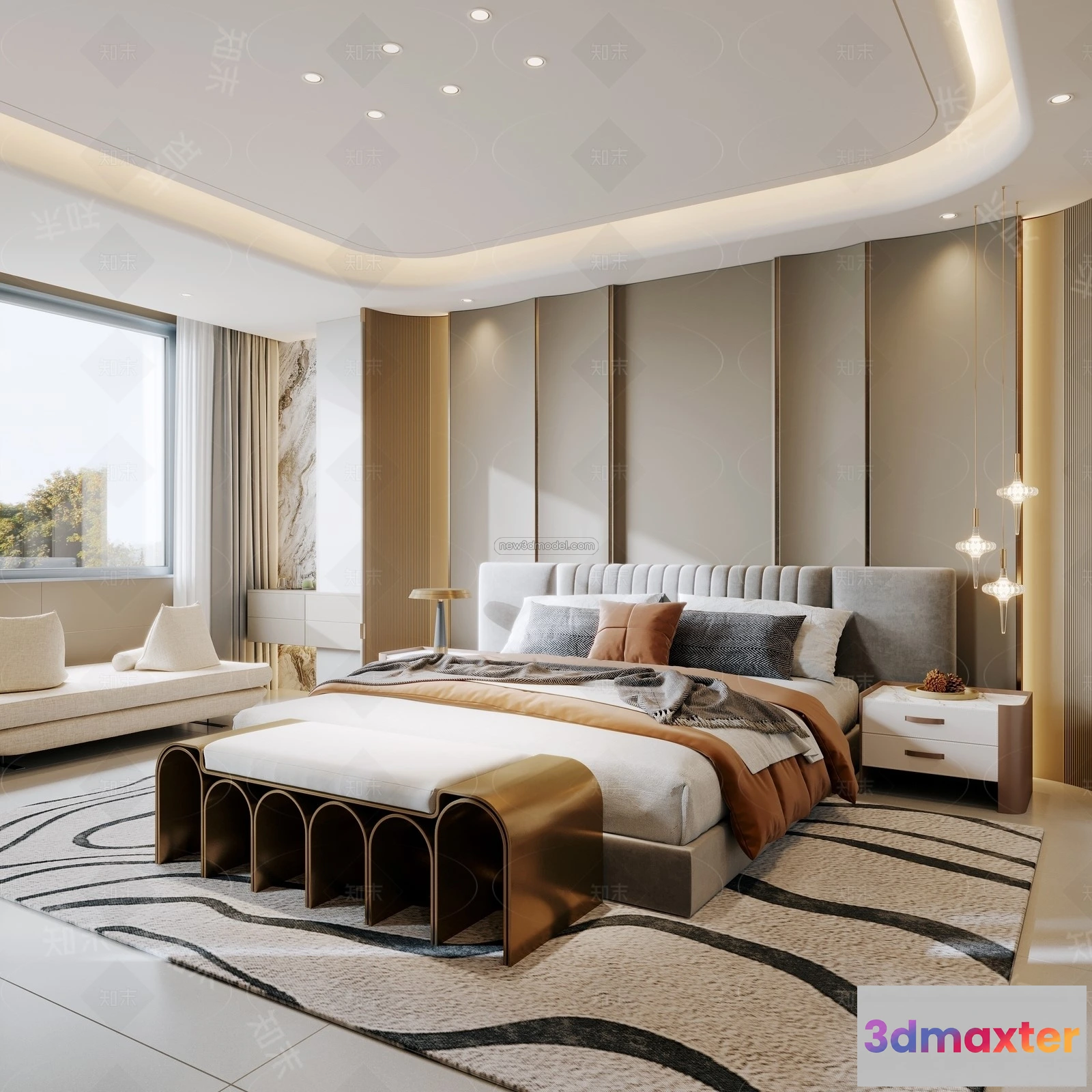 1572902 - Modern Style Interior 3D Blocks and 3D Models - Bedroom 3D Scene - 571 3D Max