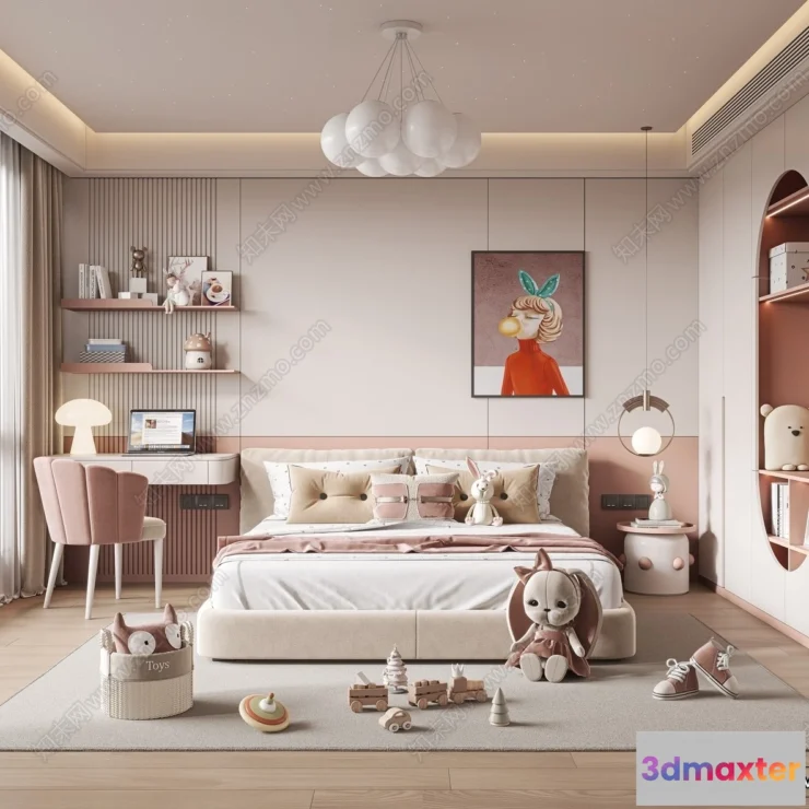 1381185 - Children Room - 3D Interior Scene - Girl Room - 212 3D Max