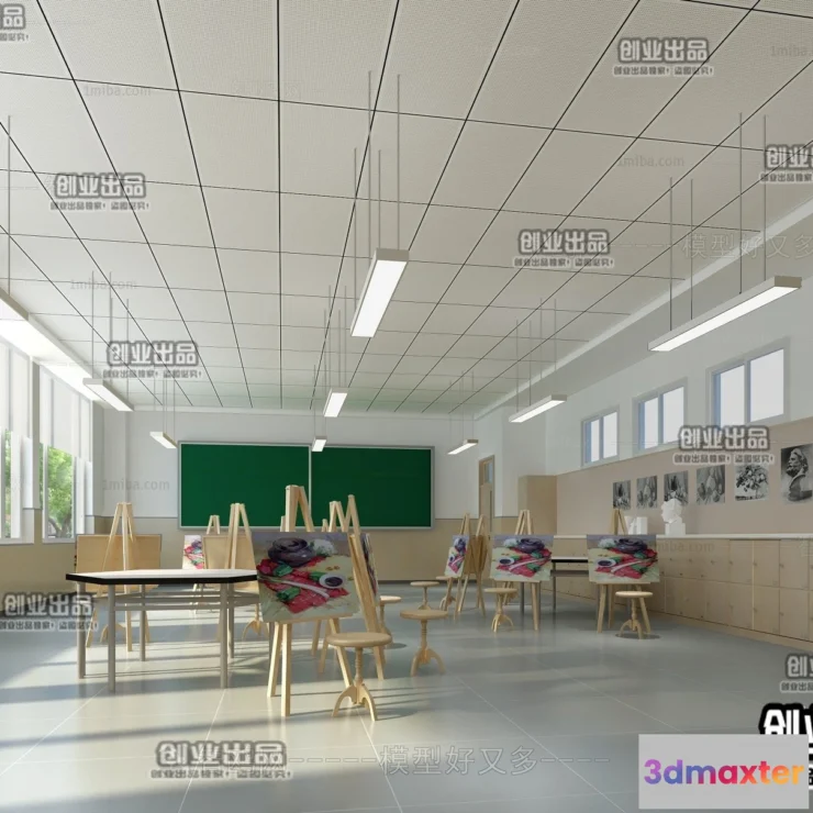 1124796 - 3D SCHOOL INTERIOR (VRAY) - CLASSROOM 3D SCENES - 011