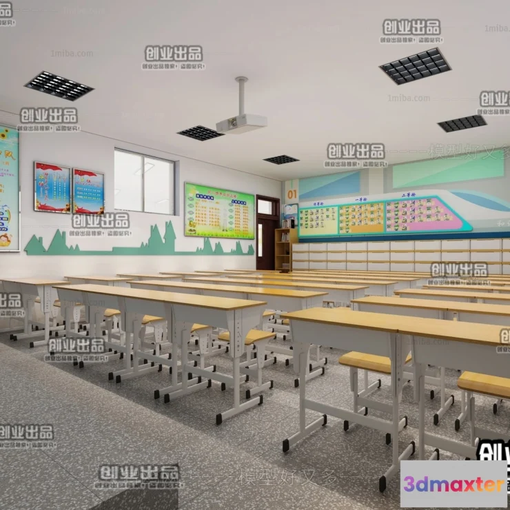 1124804 - 3D SCHOOL INTERIOR (VRAY) - CLASSROOM 3D SCENES - 015