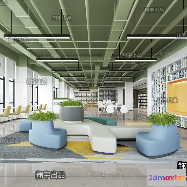1124964 - 3D SCHOOL INTERIOR (VRAY) - LIBRARY 3D SCENES - 005