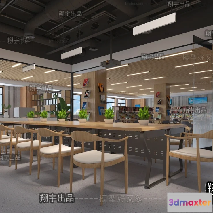 1125000 - 3D SCHOOL INTERIOR (VRAY) - LIBRARY 3D SCENES - 023