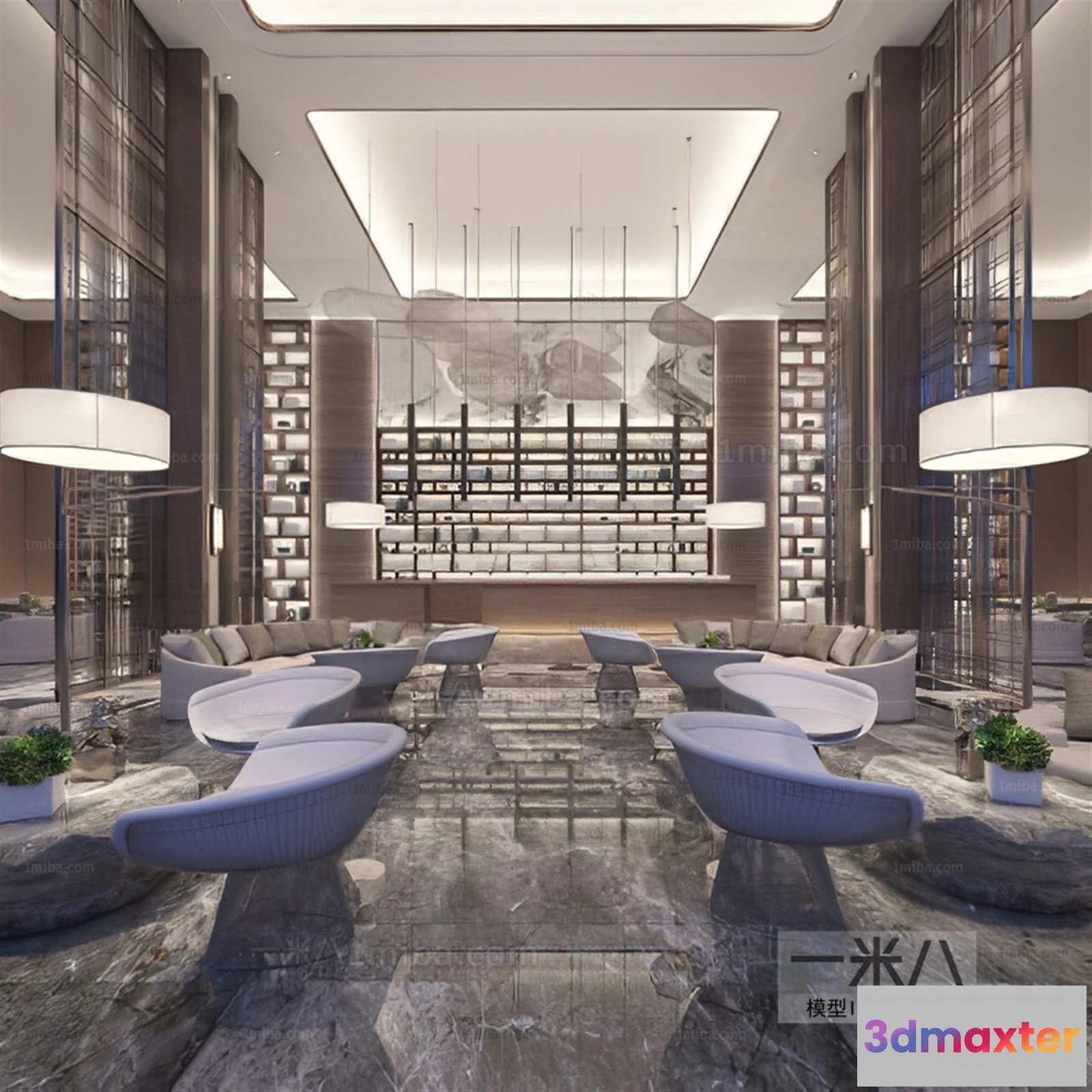 1362494 - Hotel - Lobby - 3D Interior Scene - 3D Models - 489 3D Max