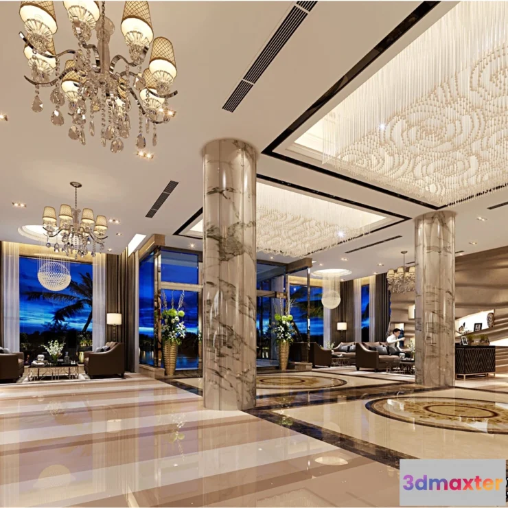 1362844 - Hotel - Lobby - 3D Interior Scene - 3D Models - 494 3D Max