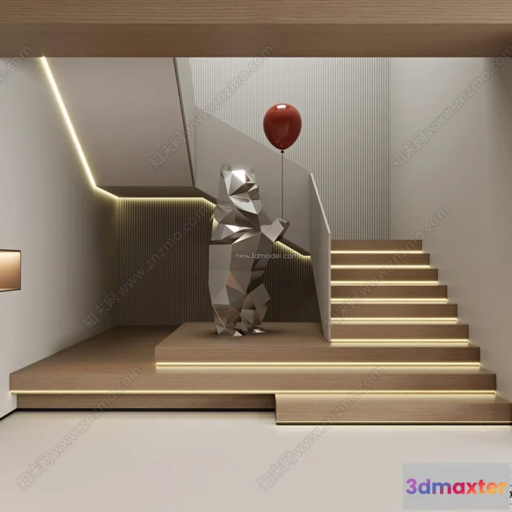 1369191 - Staircase Decoration - 3D Interior Scene - 3D Models - 079 3D Max