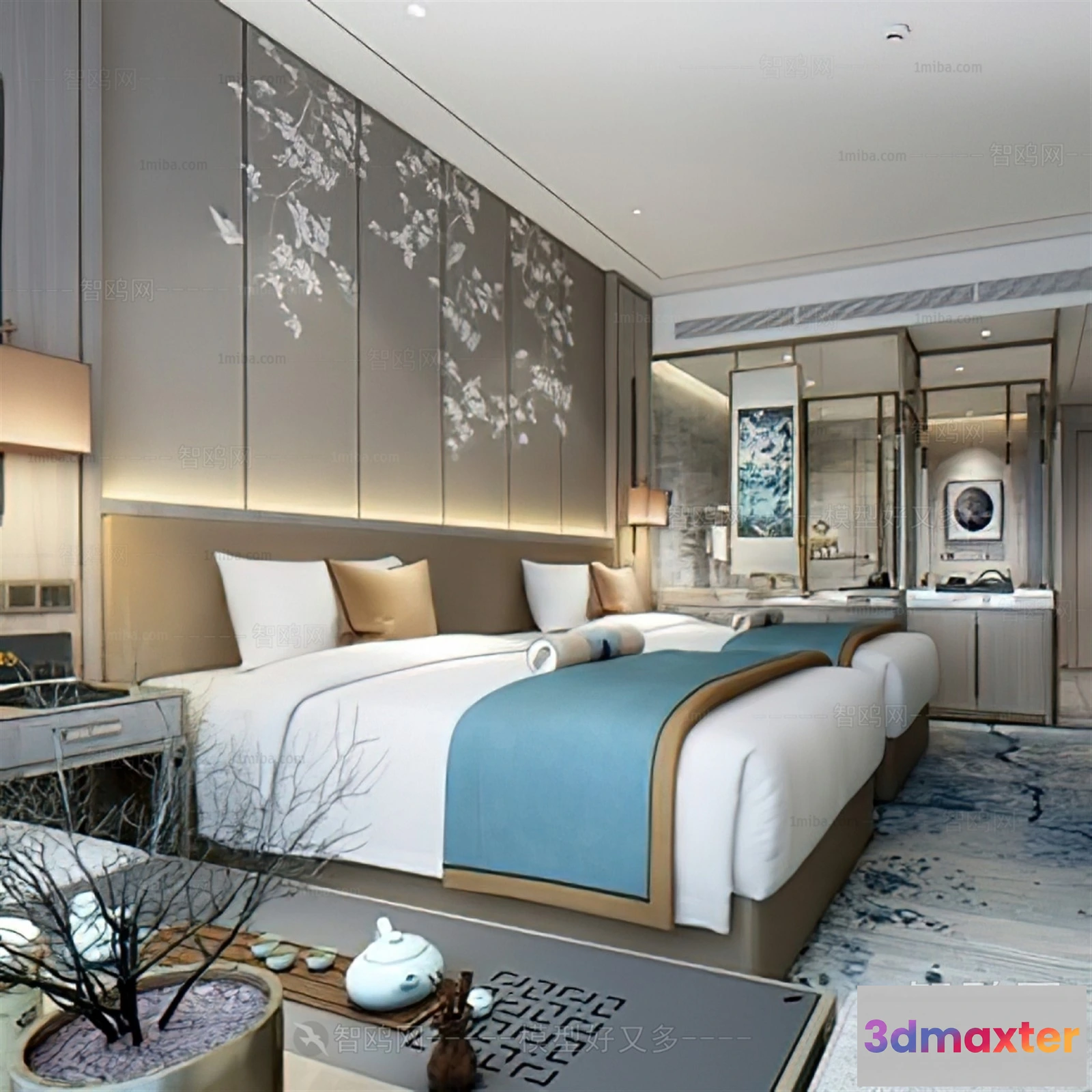 1371043 - Hotel - Bedroom - 3D Interior Scene - 3D Models - 034 3D Max