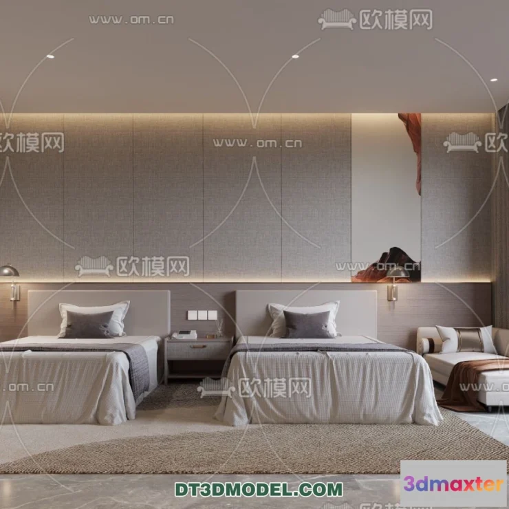 1375092 - Bedroom For Hotel - 3D Scene - Interior Design - 059 3D Max
