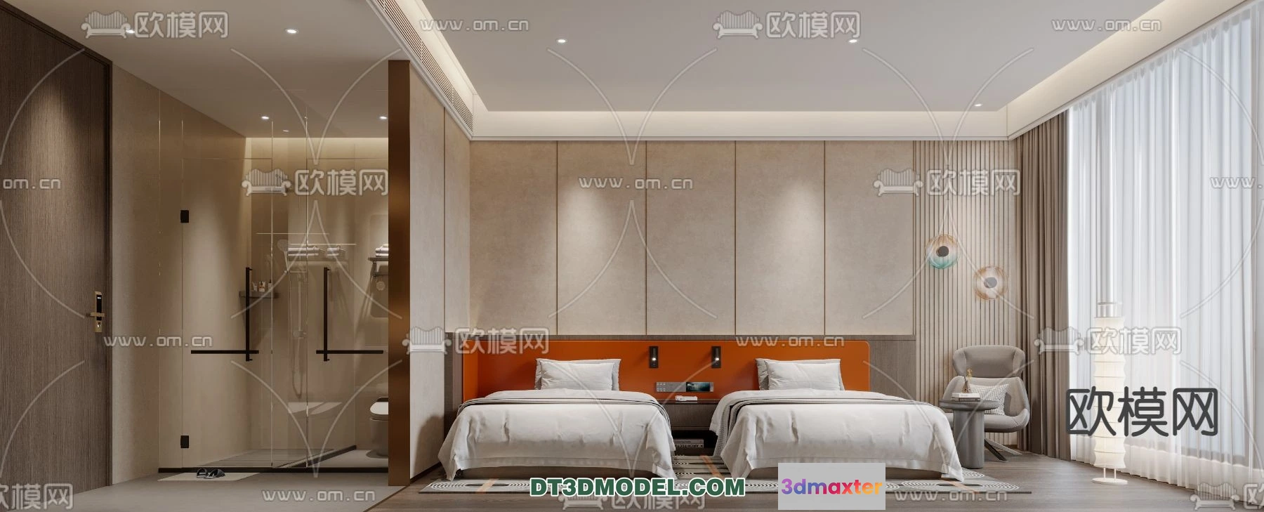 1375340 - Bedroom For Hotel - 3D Scene - Interior Design - 063 3D Max
