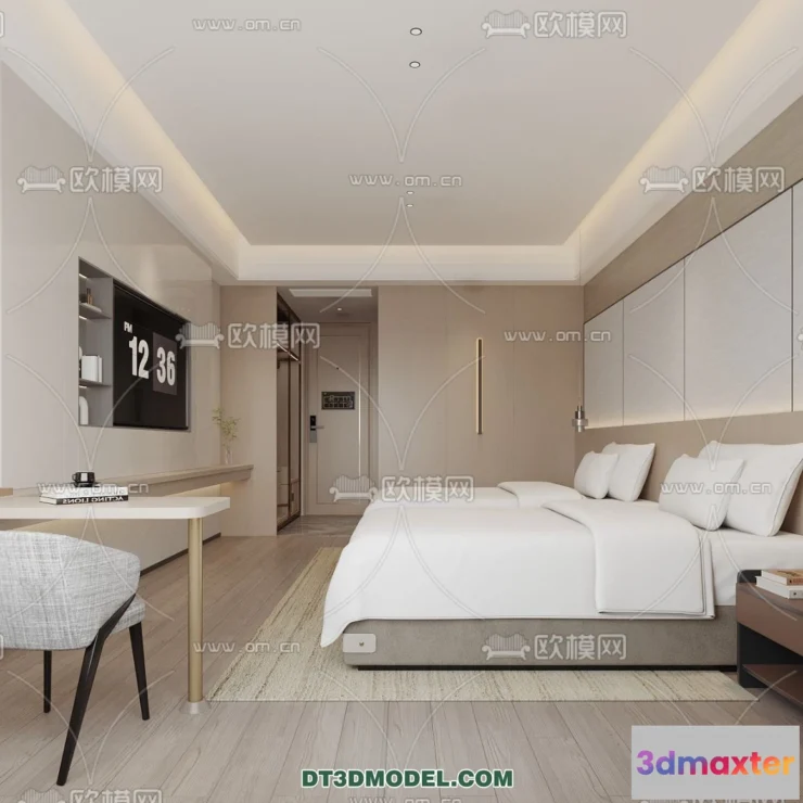 1376441 - Bedroom For Hotel - 3D Scene - Interior Design - 080 3D Max