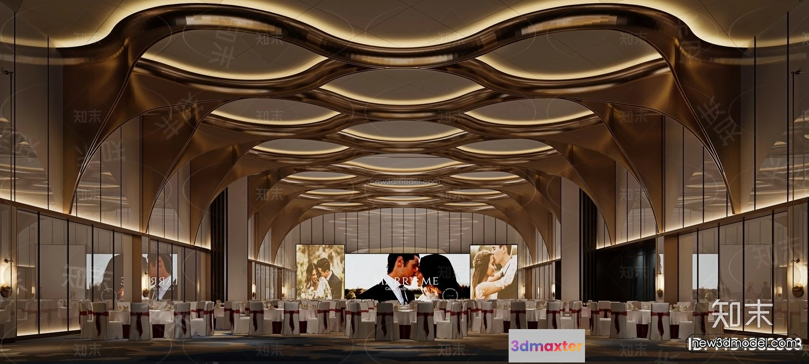 1574380 - Modern Style Interior 3D Blocks and 3D Models - Wedding Hall 3D Scene - 914 3D Max