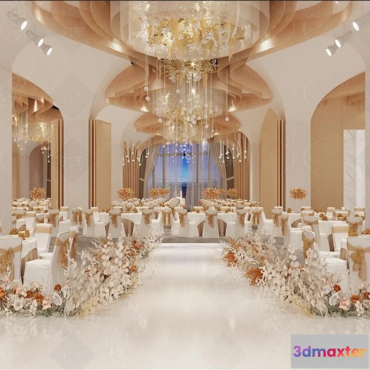 1574400 - Modern Style Interior 3D Blocks and 3D Models - Wedding Hall 3D Scene - 924 3D Max