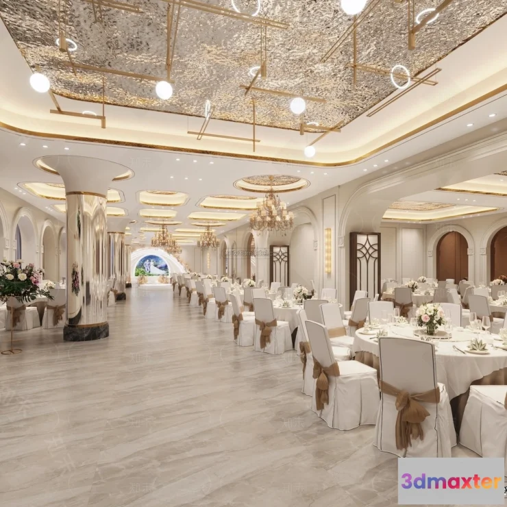 1574414 - Modern Style Interior 3D Blocks and 3D Models - Wedding Hall 3D Scene - 931 3D Max