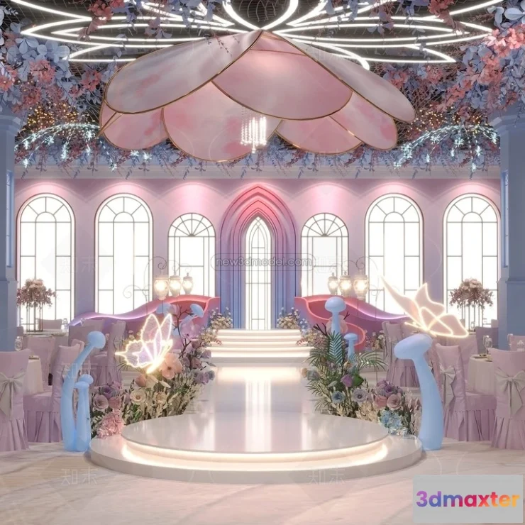 1574426 - Modern Style Interior 3D Blocks and 3D Models - Wedding Hall 3D Scene - 937 3D Max