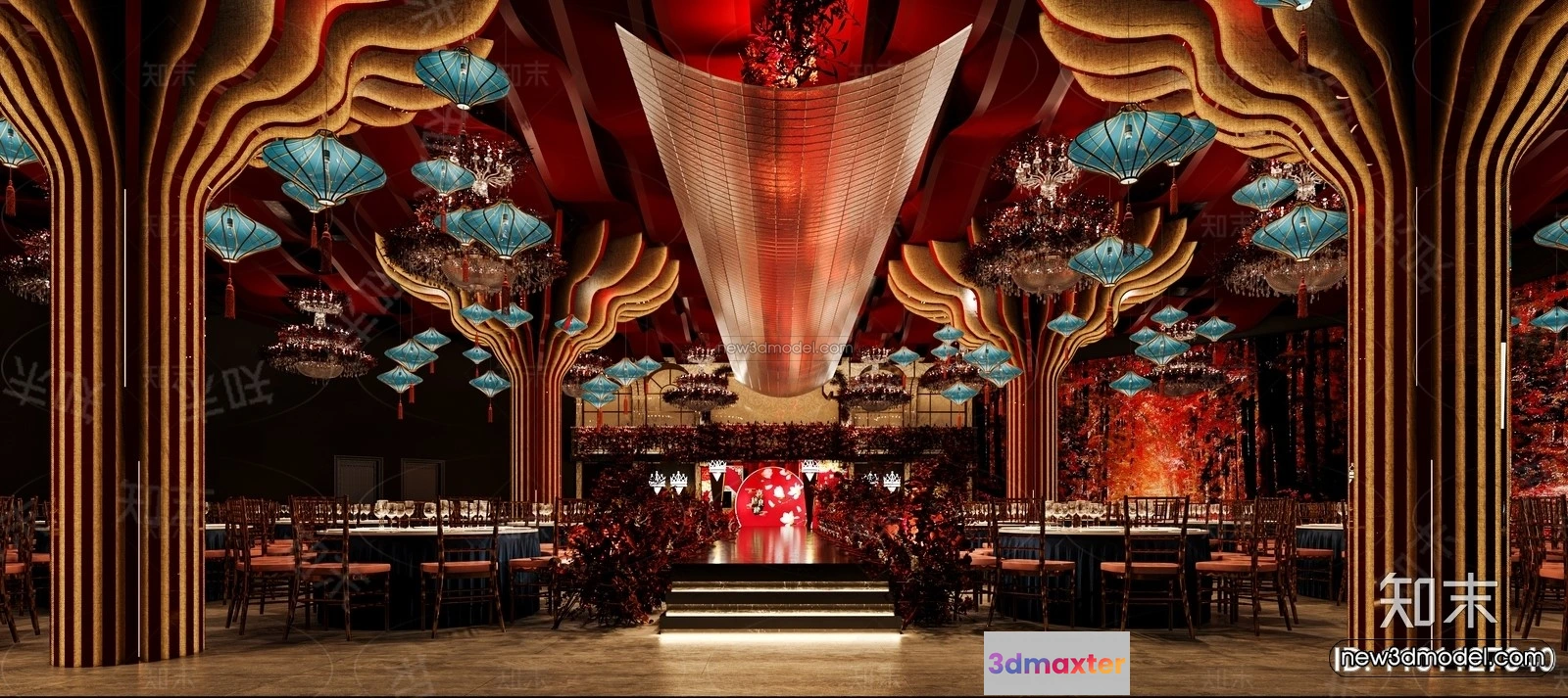 1574428 - Modern Style Interior 3D Blocks and 3D Models - Wedding Hall 3D Scene - 938 3D Max