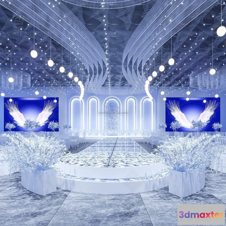 1574438 - Modern Style Interior 3D Blocks and 3D Models - Wedding Hall 3D Scene - 943 3D Max