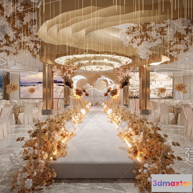 1574440 - Modern Style Interior 3D Blocks and 3D Models - Wedding Hall 3D Scene - 944 3D Max