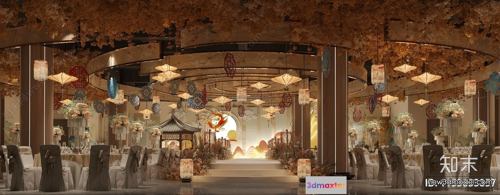 1574442 - Modern Style Interior 3D Blocks and 3D Models - Wedding Hall 3D Scene - 945 3D Max