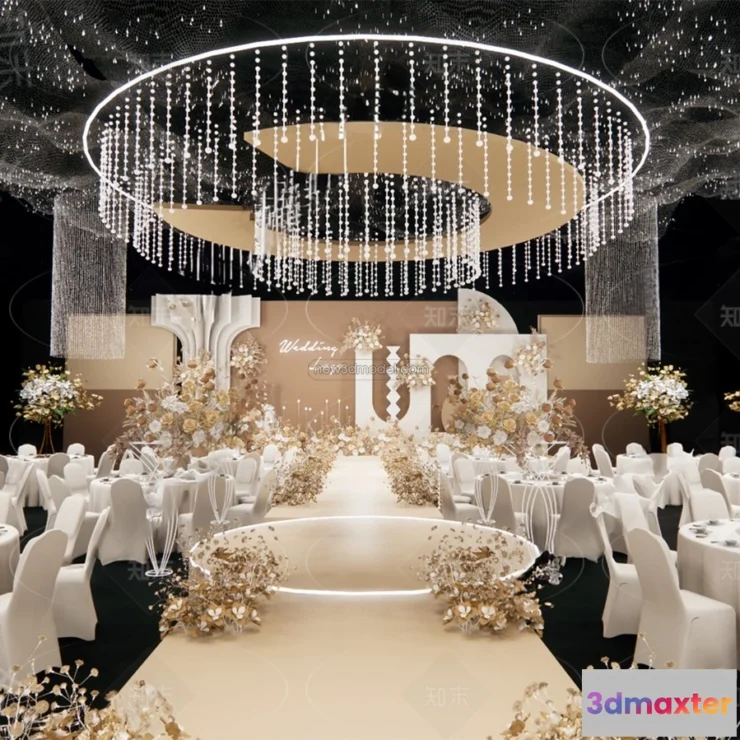 1574444 - Modern Style Interior 3D Blocks and 3D Models - Wedding Hall 3D Scene - 946 3D Max